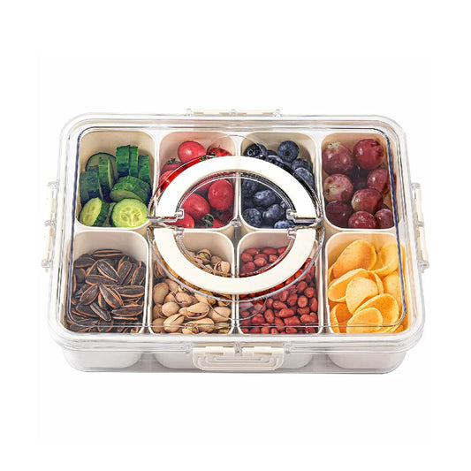 Divided Serving Tray with Handle, 8 Compartments Snack Box for Candy, Nuts, Cookies, Fruit, Snacks, Party Favor, Wedding - Fields Of Fitness