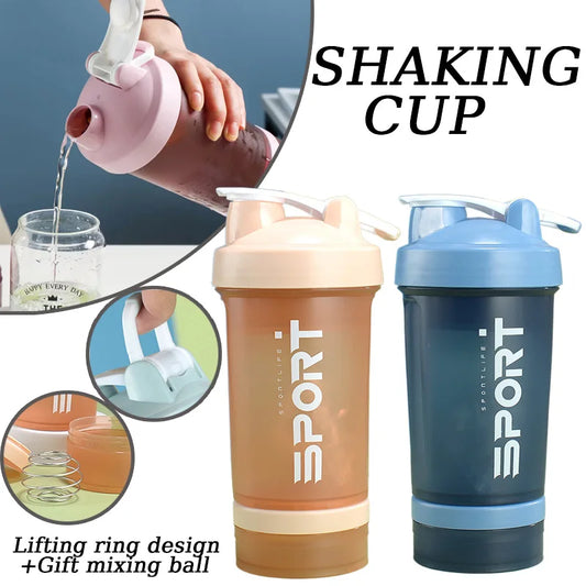 Shaking Cup Gym 500ML Portable Protein Powder Shaker Bottle Outdoor Travel Leakproof Drinkware Sports Water Bottle VIE LENTE - Fields Of Fitness
