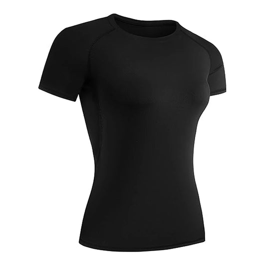 Women's Compression Shirt Short Sleeve Athletic Yoga Running T-Shirt Summer Gym Workout Quick Dry Stretchy Tees Tops Baselayer - Fields Of Fitness