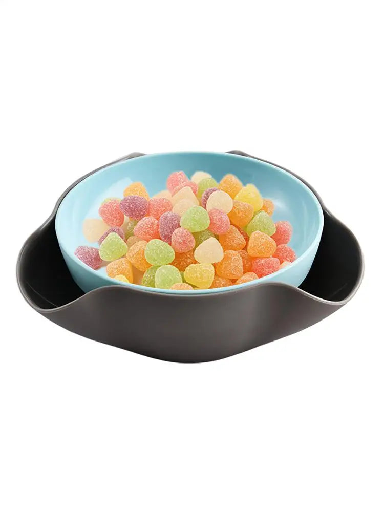 Snack Bowls Double Layer Dish Nut Serving Storage Bowl Double Layer Pistachios Bowl with Nut Shell for Cherries Popcorn - Fields Of Fitness