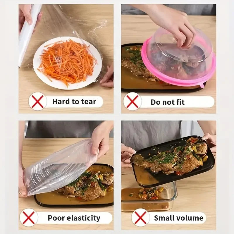 100pcs Disposable Food Cover Saran Wrap Bowel Cover Food Grade Fresh-keeping Plastic Bag Kitchen Storage Accessories - Fields Of Fitness