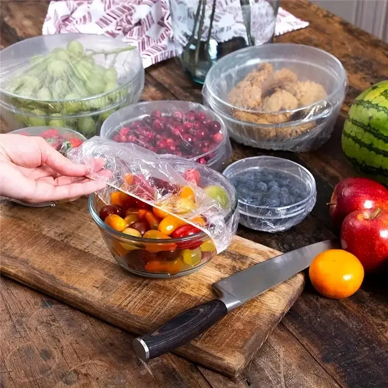 100pcs Disposable Food Cover Saran Wrap Bowel Cover Food Grade Fresh-keeping Plastic Bag Kitchen Storage Accessories - Fields Of Fitness