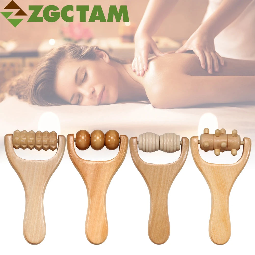 1Pcs Wooden Massage Roller, Back, Waist, Thigh, Leg, Hands Massage Tool, Pain Acupressure Deep Tissue Massage Therapy Equipment - Fields Of Fitness