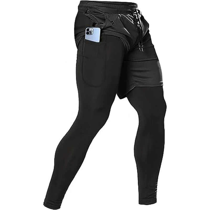 Men's Sport Pants 2 in1 Training Athletic Tracksuits Sportswear Workout Male Jogging Trousers Gym Fitness Running Pants Men - Fields Of Fitness