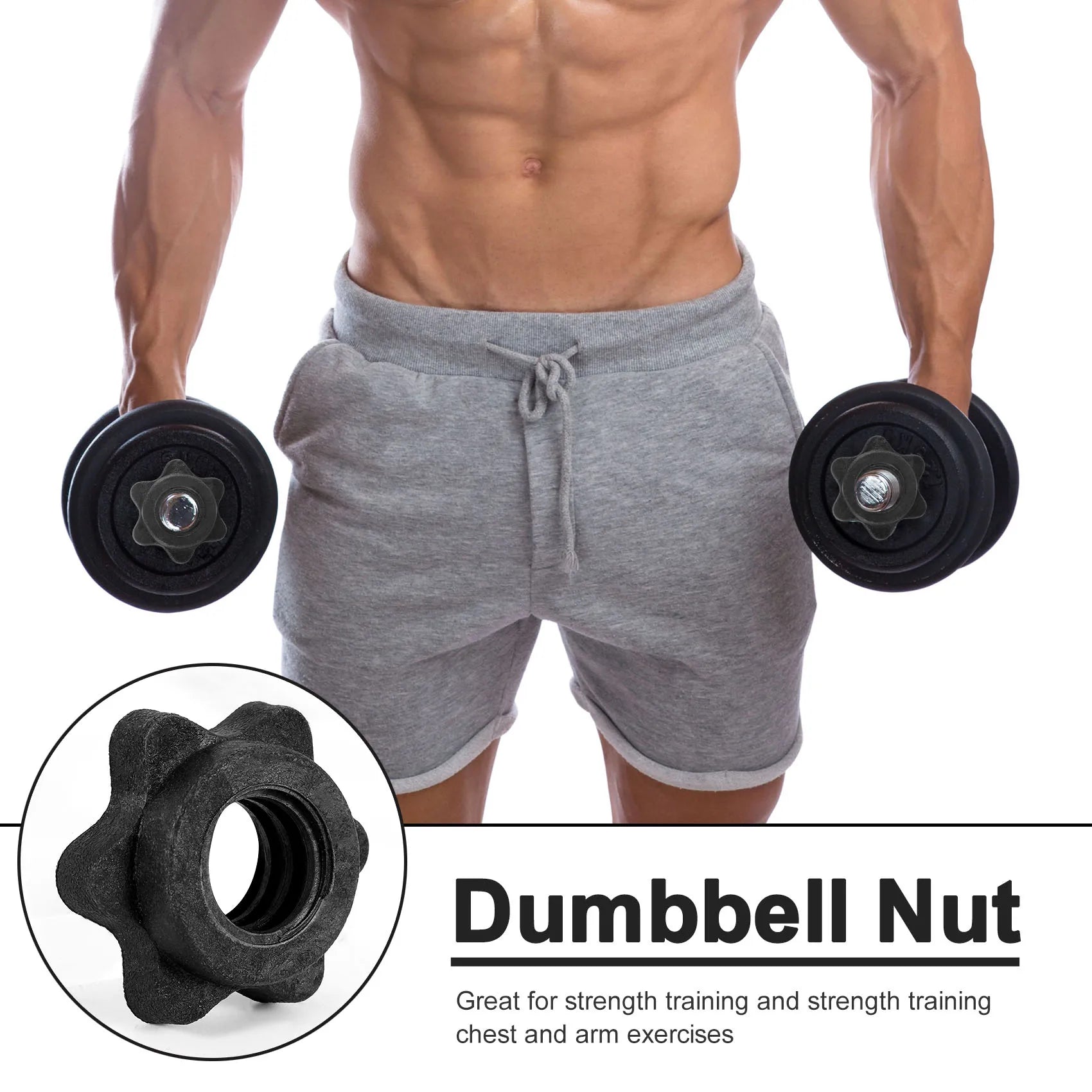 1 Pairs Dumbbell Hex Nut,Dumbbell Rod Nut,Spinlock Collars for Barbells Bars Training Sports - Fields Of Fitness