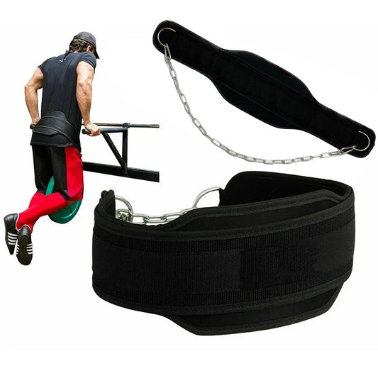 Chain Heavy Duty Weight Lifting Belt with Chain Dipping Belt Pull Up Chin Up Kettlebell Barbell Fitness Gym Thicken Belt - Fields Of Fitness