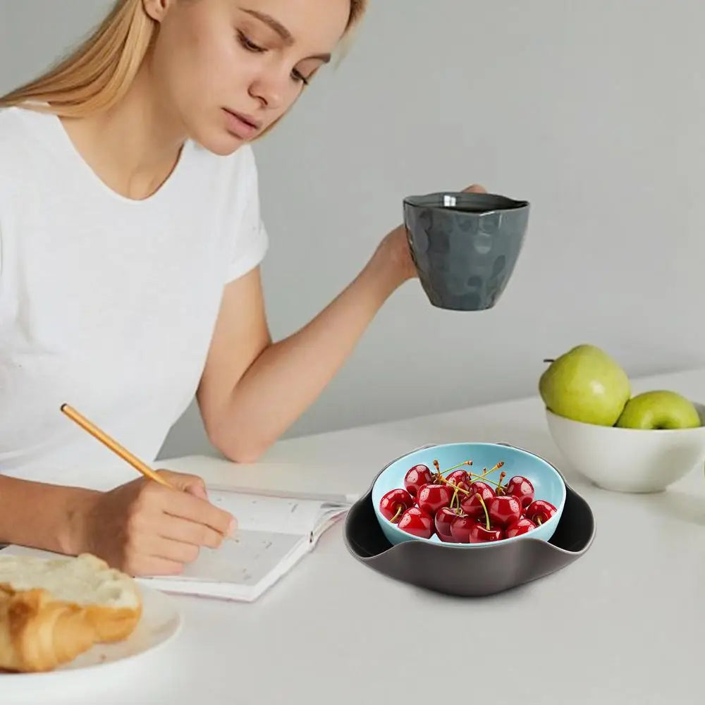 Snack Bowls Double Layer Dish Nut Serving Storage Bowl Double Layer Pistachios Bowl with Nut Shell for Cherries Popcorn - Fields Of Fitness