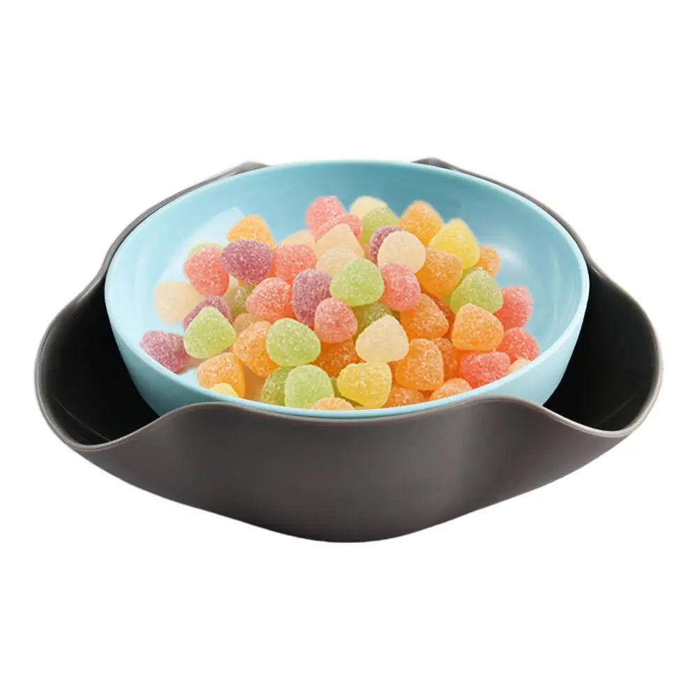Snack Bowls Double Layer Dish Nut Serving Storage Bowl Double Layer Pistachios Bowl with Nut Shell for Cherries Popcorn - Fields Of Fitness