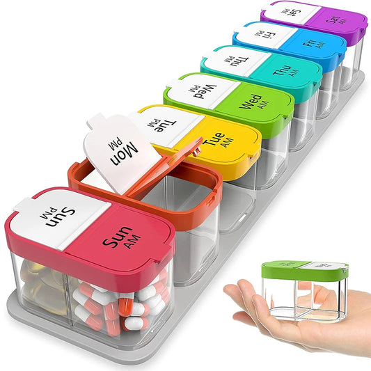 1pcs Large Pill Organizer 7 Day, XL Pill Box 2 Times a Day, Weekly Am Pm Medicine Organizer for Supplements, Big Daily Pill Case - Fields Of Fitness