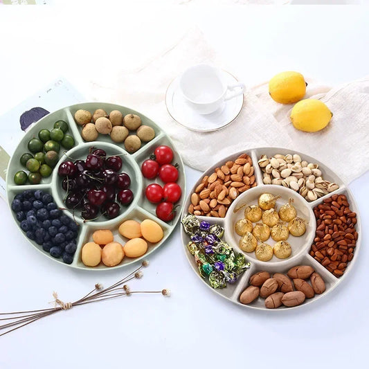 1Pc Food Storage Tray Nut Platter Candy Snacks Server Dish Divided Dried Fruit Snack Plate Appetizer Serving Platter For Party - Fields Of Fitness